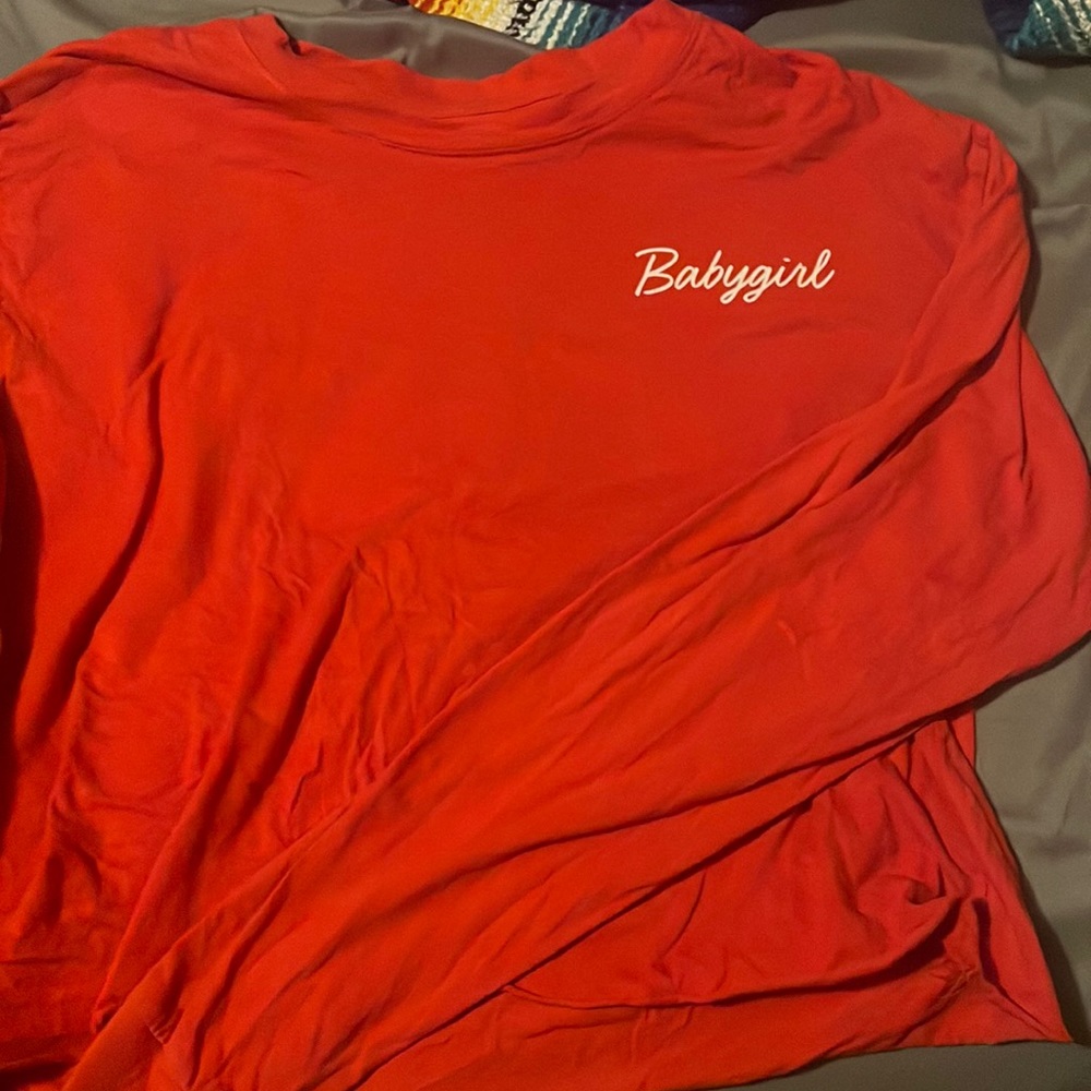 red baby girl long sleeve crop top